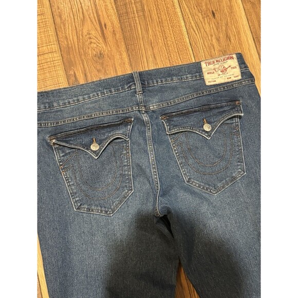 True Religion Jeans Mens 42x32 Blue Ricky Relaxed Straight Flap Pockets Denim - Picture 2 of 9